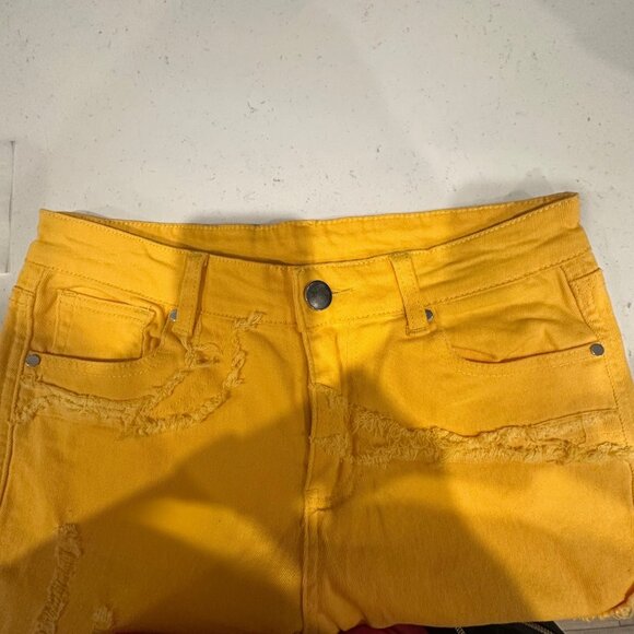 Yellow Distressed Skinny Fit Jeans Size 28 LSKB Cotton Blend Womens - Picture 7 of 7